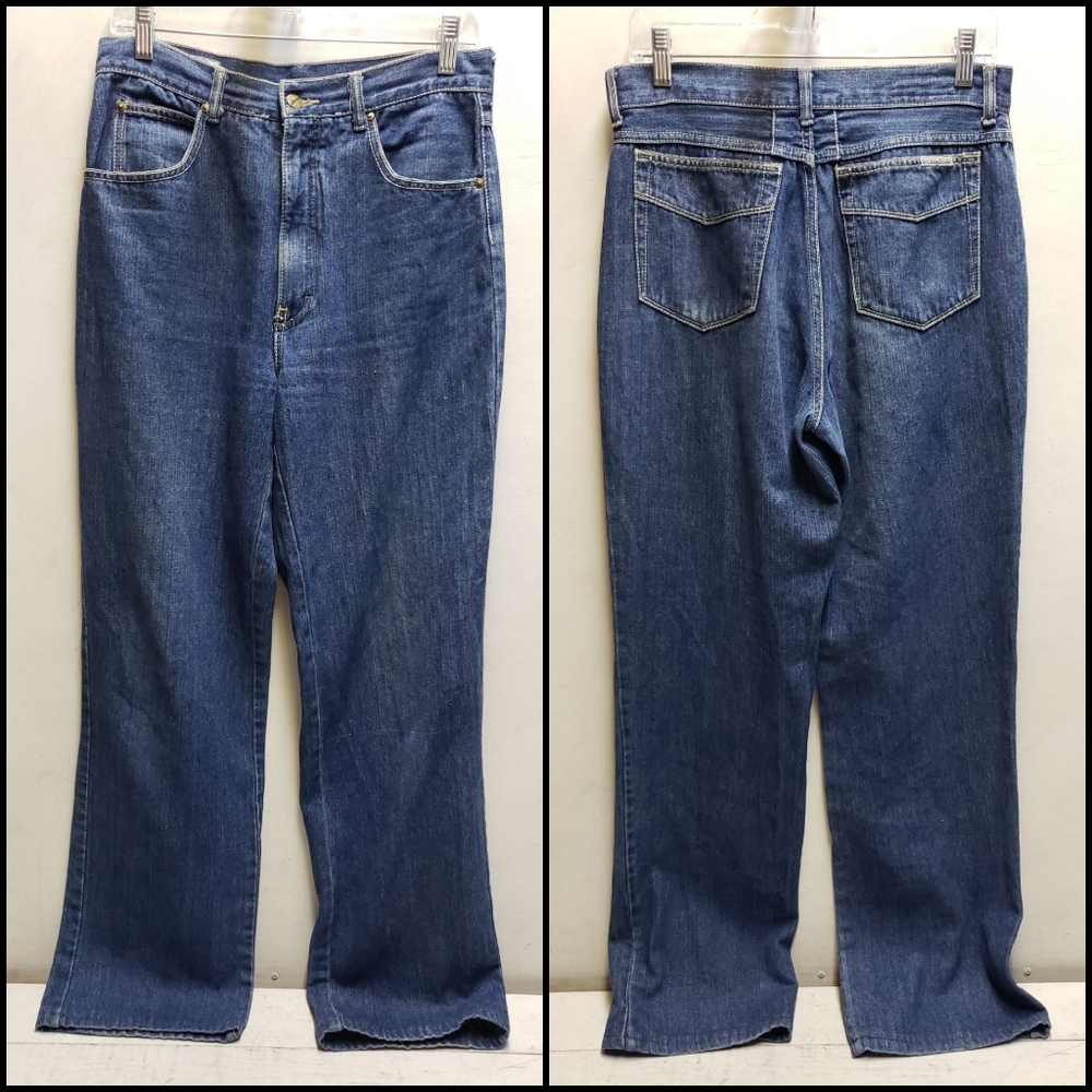 Vintage Rigolletto mens 33x36 high waist 70s cotton denim jeans hippie style